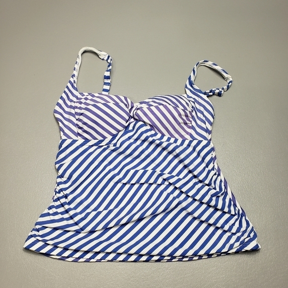 3/$15 apt 9 blue, purple striped tankini bathing suit top women's size medium - Picture 10 of 10